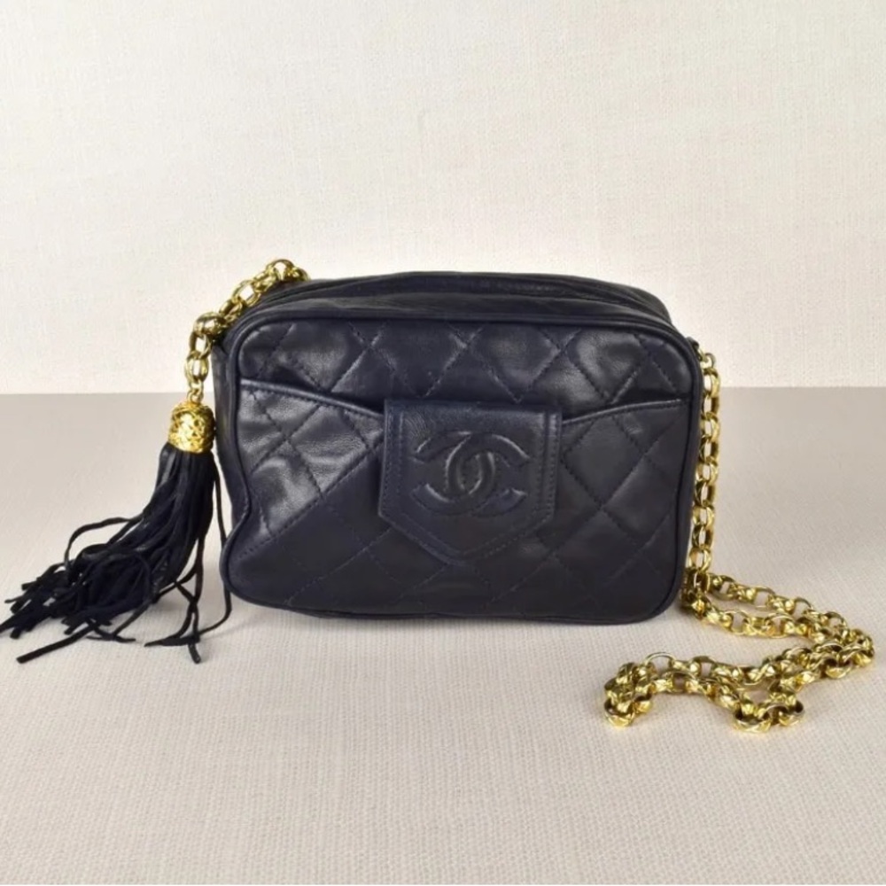 COPY - CHANEL Matelasse Chain Shoulder Lambskin Leather Tassel Camera Bag